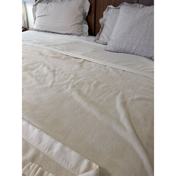 Linen Source King Silk & Cotton Blend Blanket bed cover Satin trim luxury  Soft - Picture 1 of 11